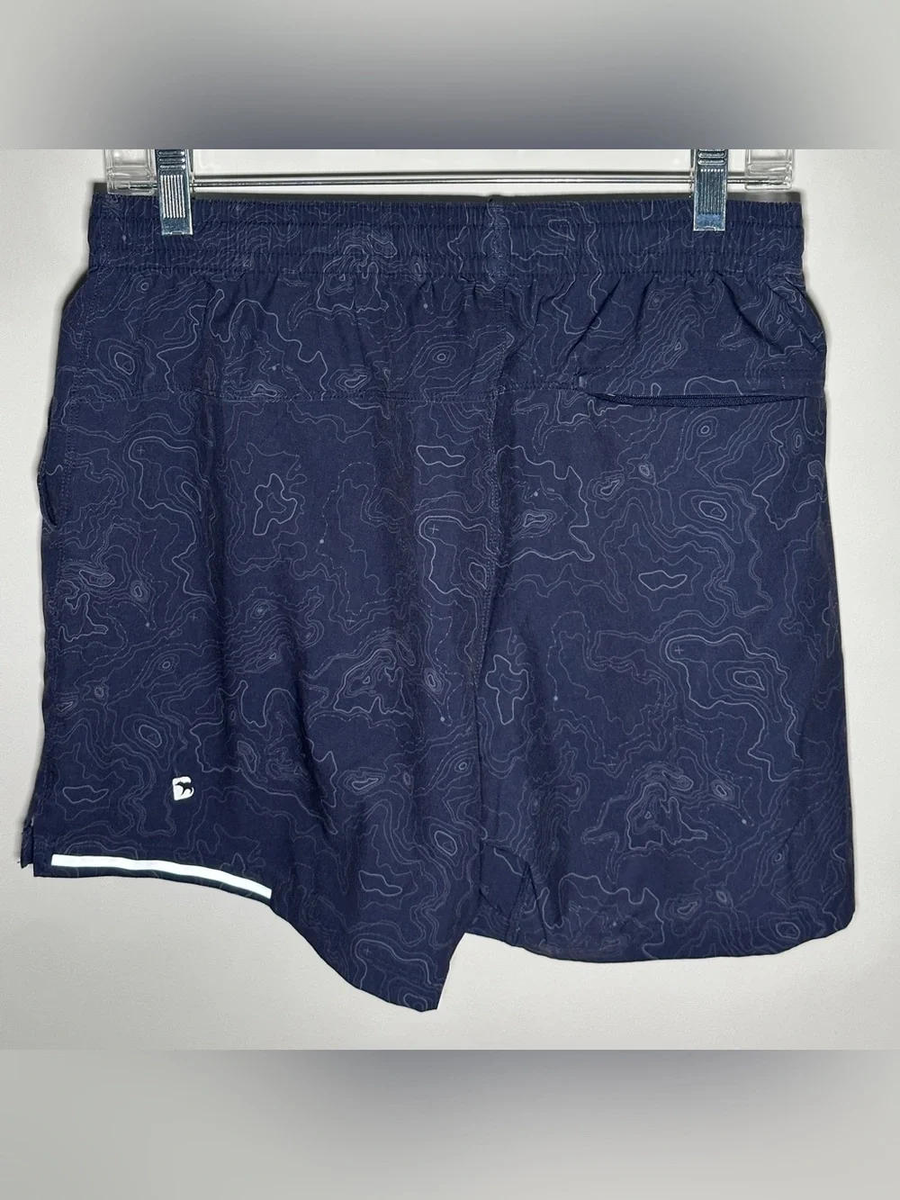 Barebottom Men's Navy Topographic Athletic Shorts with Reflective Detail